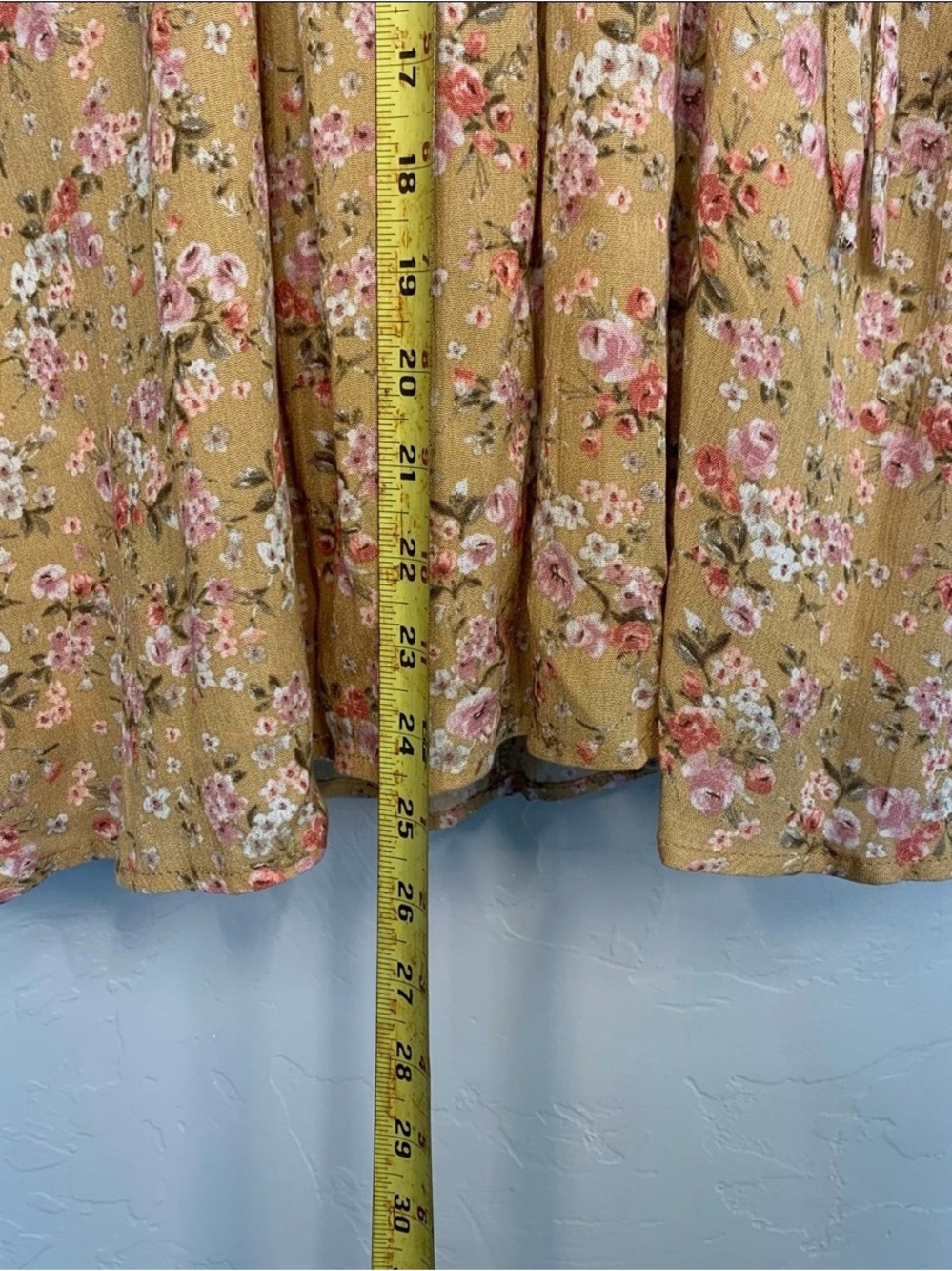 Camellia Brown Pink Floral V Neck Mini Dress Side Tie Flutter Sleeves Large - Picture 9 of 12
